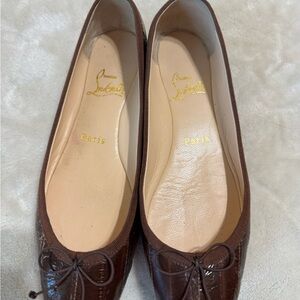 Christian Louboutin Brown Eel Skin Rosella Flats